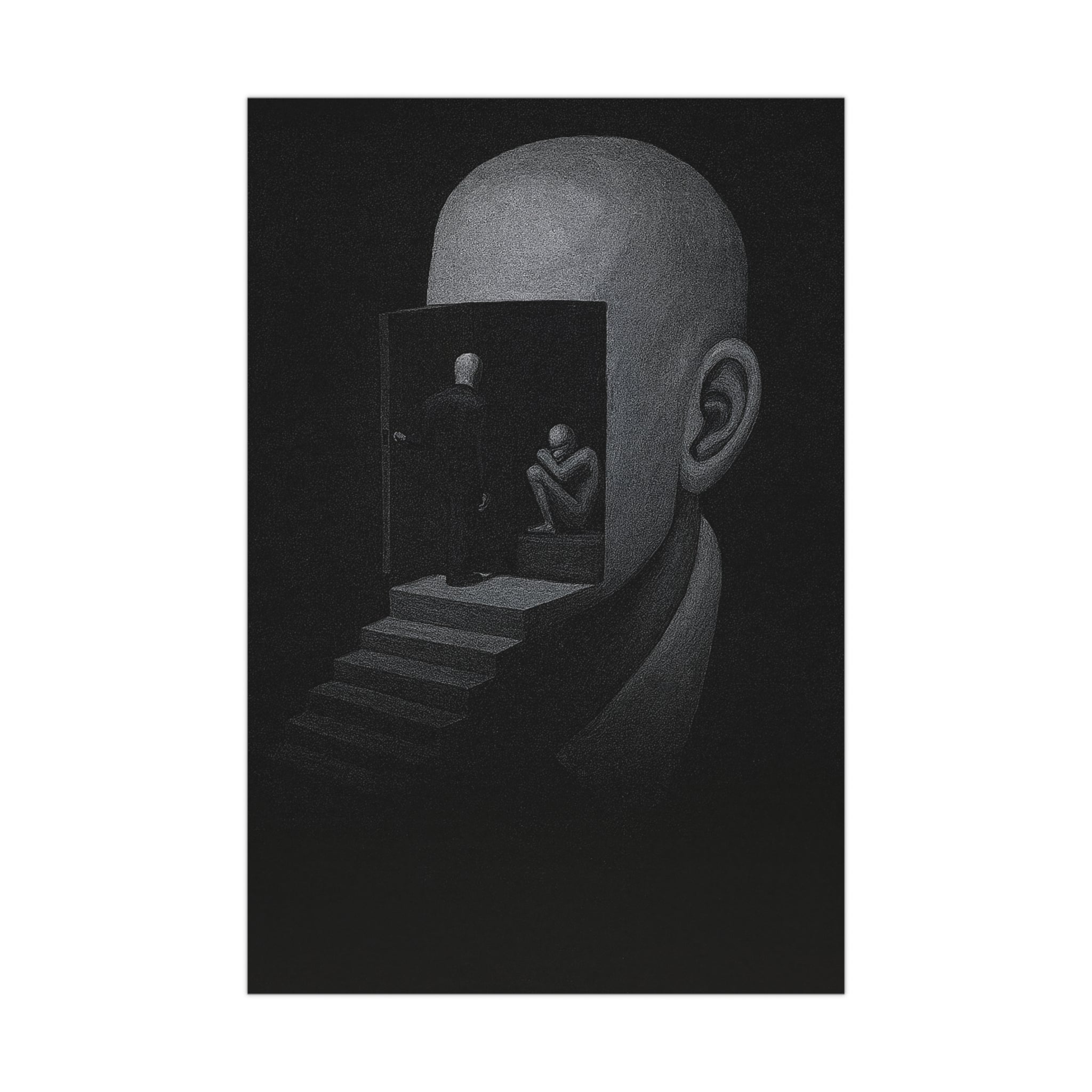 Surreal Minimalist Wall Art - Mind Escape Black and White Modern Poster