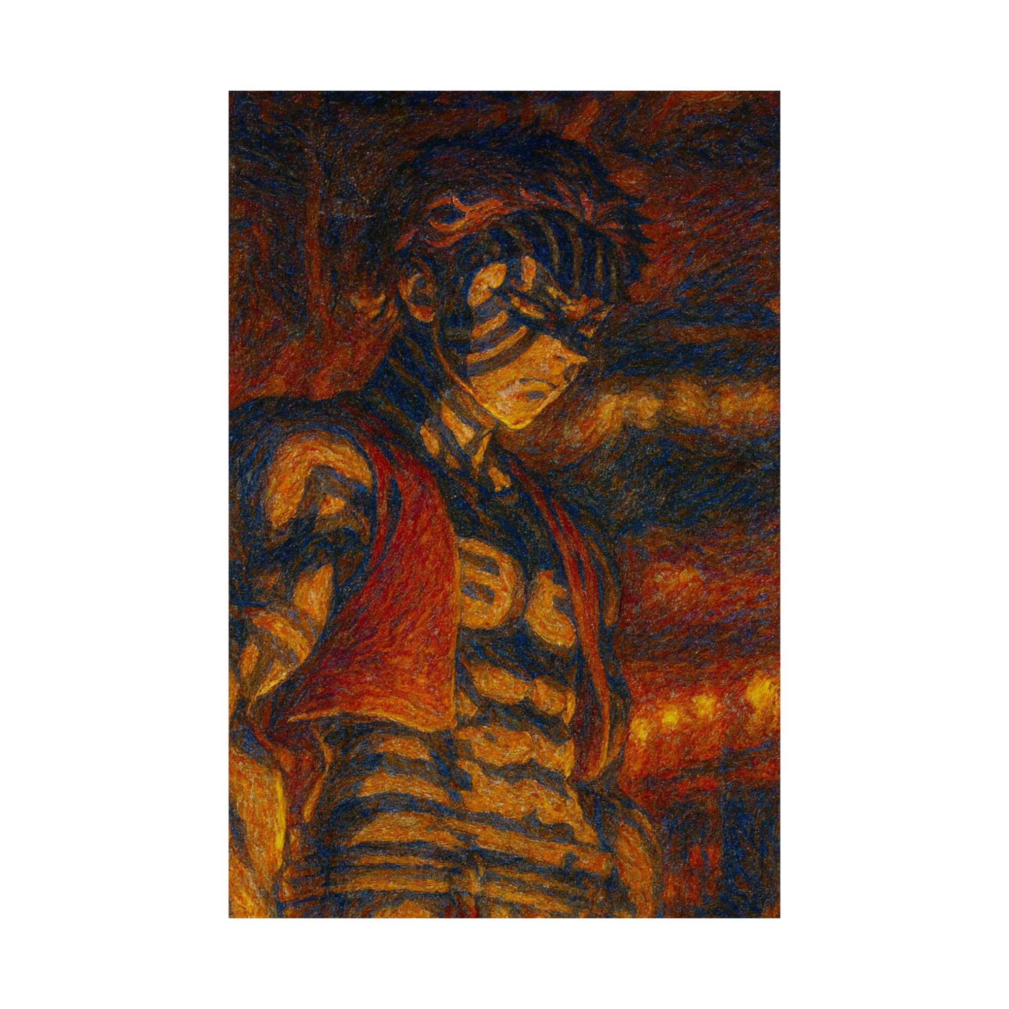 Martial Arts Warrior Poster | Anime Villain Inspired Wall Art | Japanese Style Manga Print