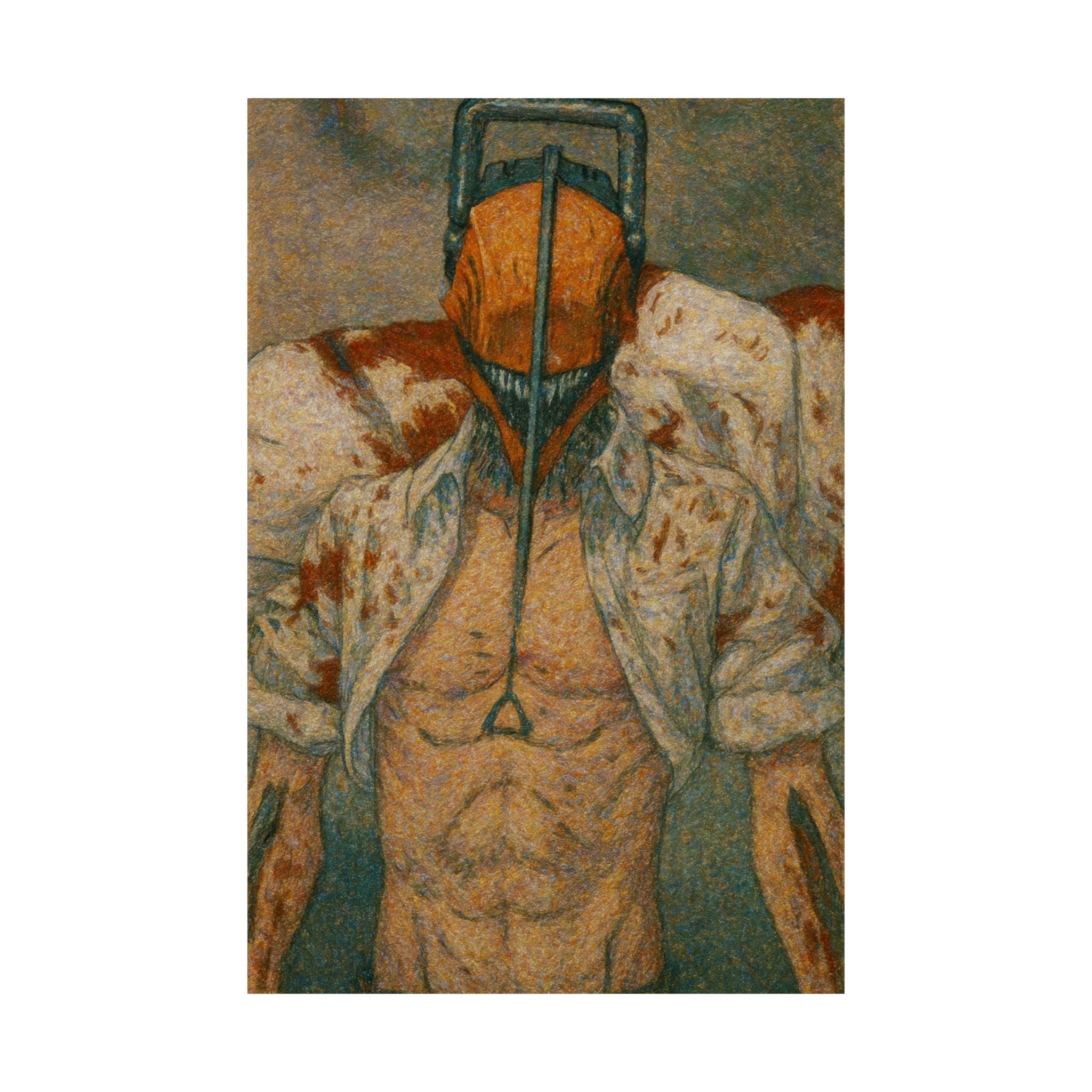 Chainsaw Warrior Art Print – Dark Anime Wall Art | Dynamic Transformation Poster