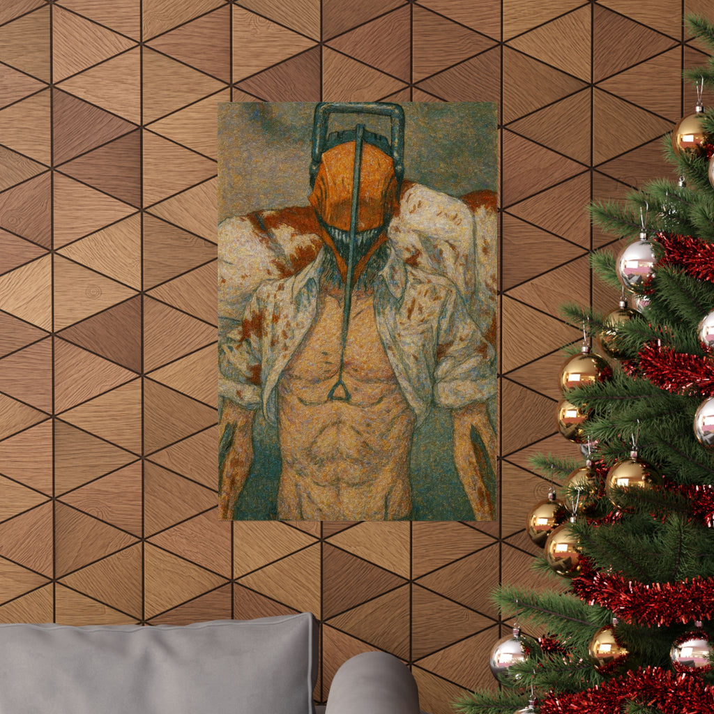 Chainsaw Warrior Art Print – Dark Anime Wall Art | Dynamic Transformation Poster