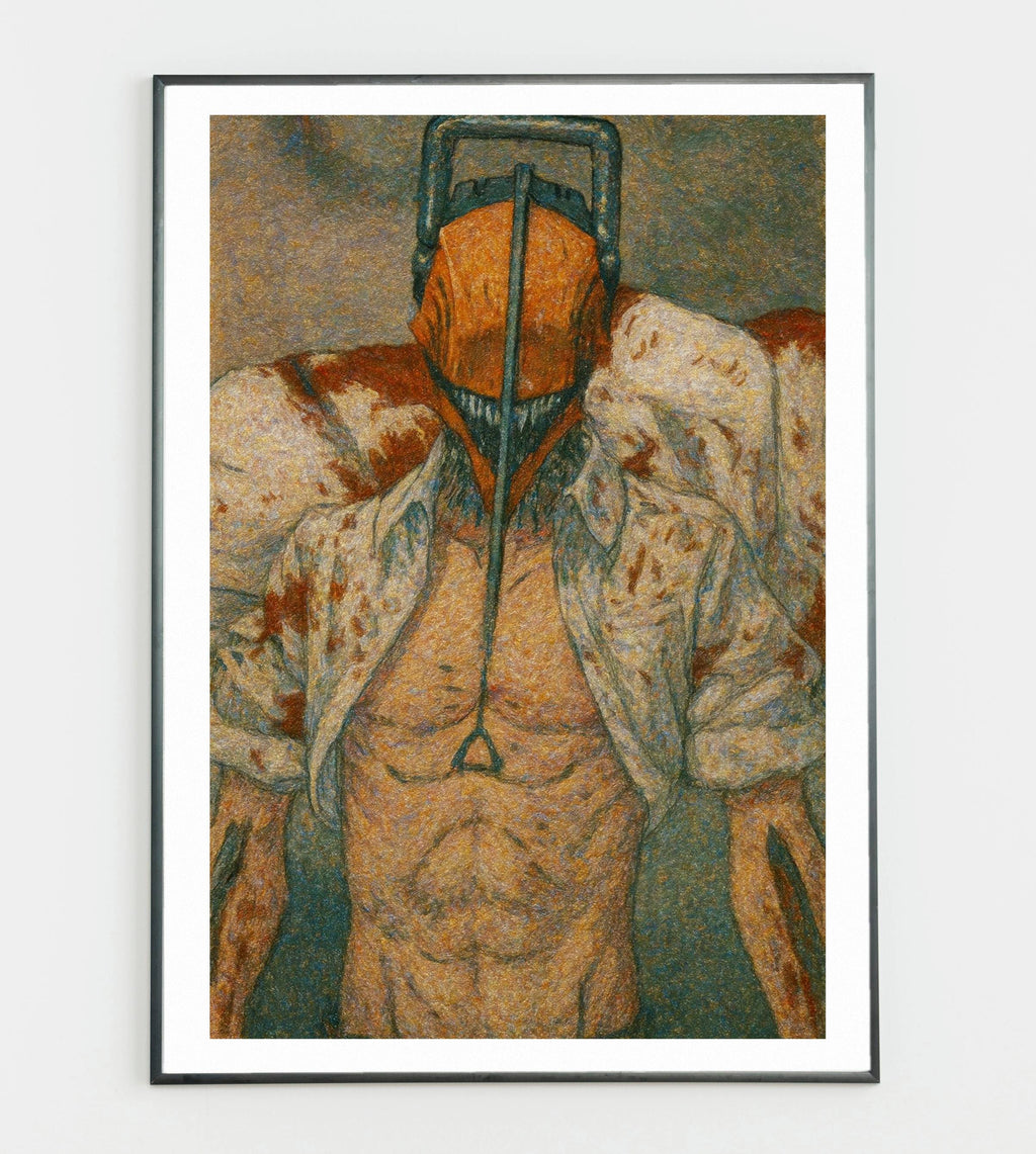 Chainsaw Warrior Art Print – Dark Anime Wall Art | Dynamic Transformation Poster