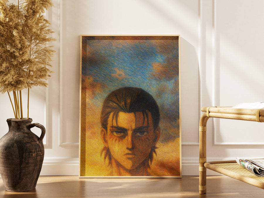 Eren Jaeger Poster – Attack on Titan Anime Wall Art | Dark Hero Canvas Print