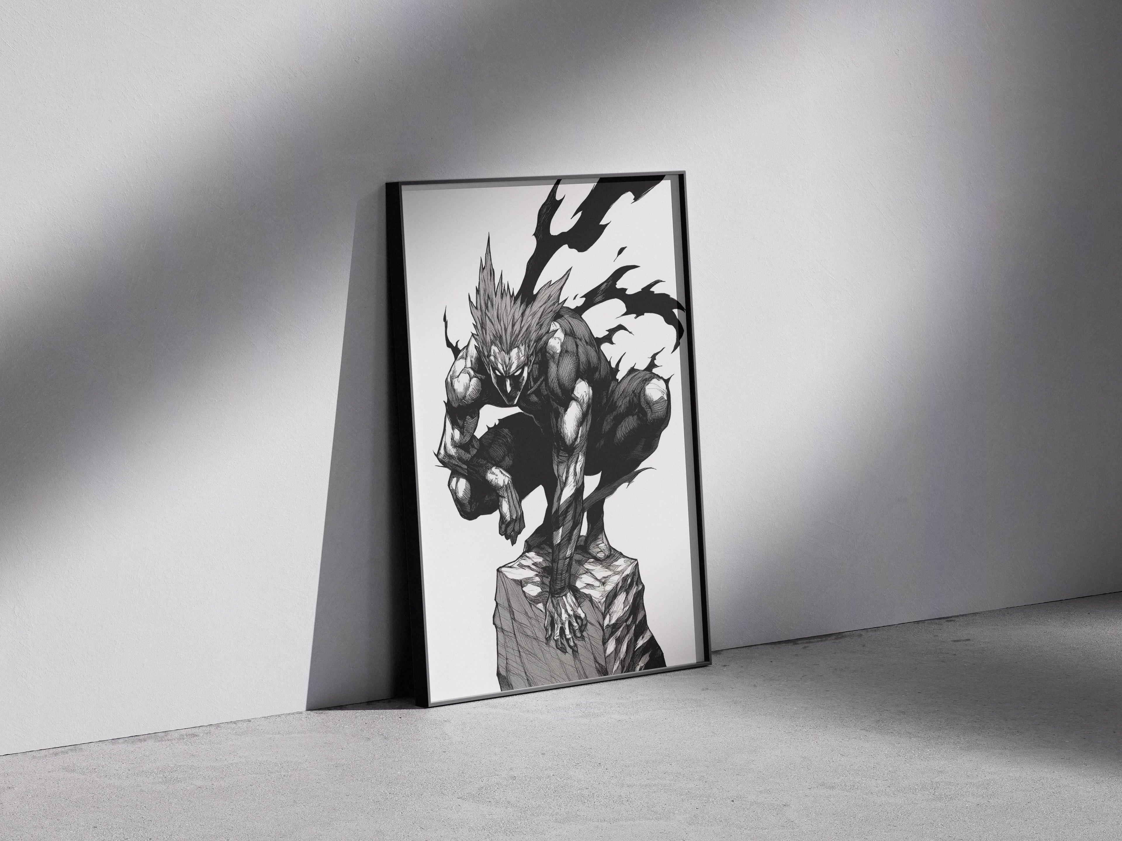 Hero Hunter Wall Art – Dynamic Anime Poster | Monochrome Strength Illustration