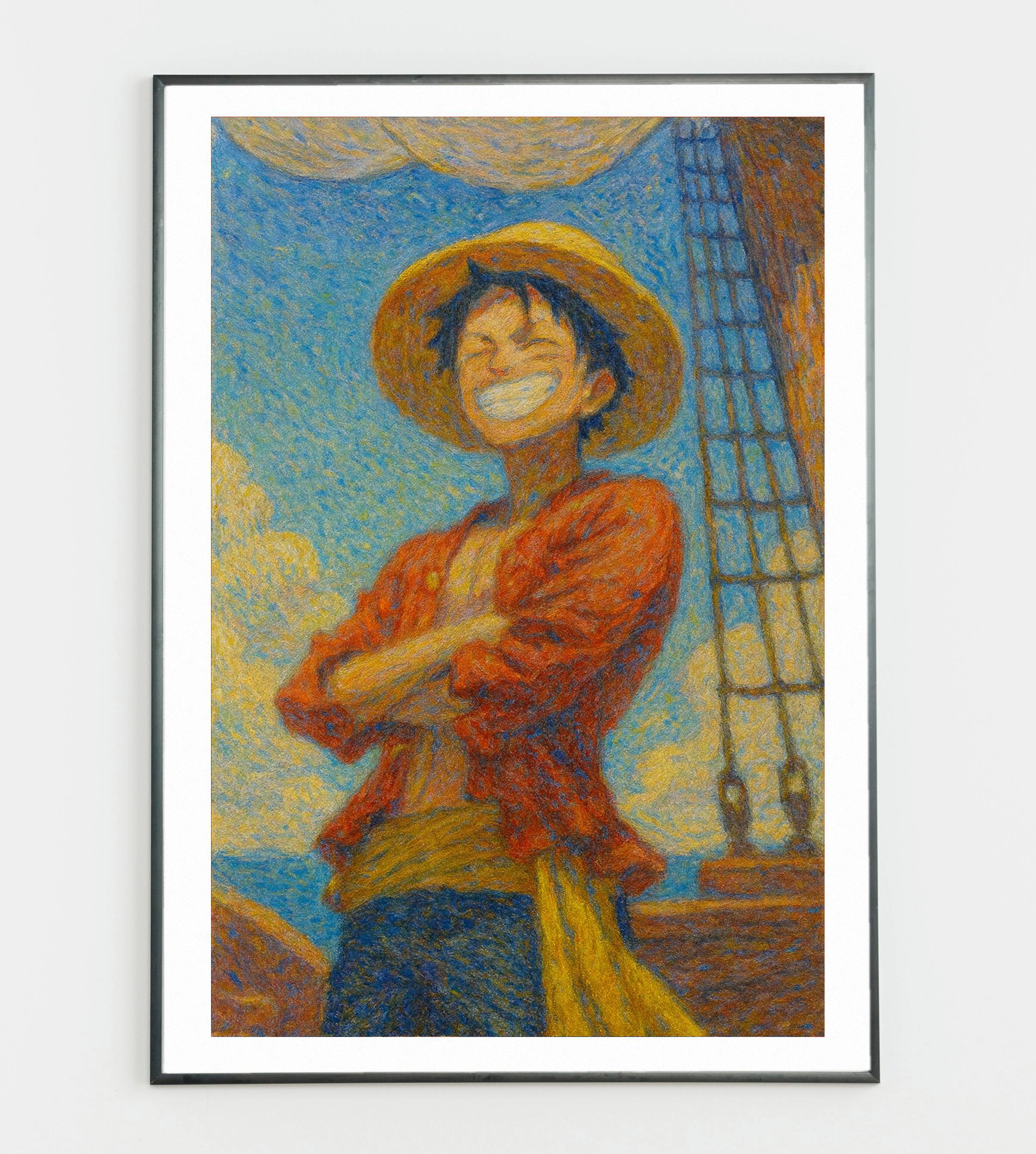 Straw Hat Dreamer Poster – Ocean Adventure Anime Wall Art | Pirate Spirit Canvas Print
