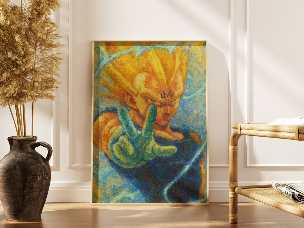 Majin Vegeta Inspired Poster – Saiyan Anime Wall Art Print for Bedroom or Gaming Room