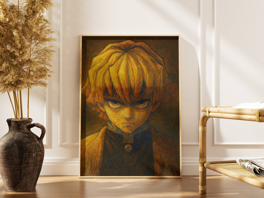 Thunder Warrior Art Print – Lightning Anime Wall Art | Power and Courage Poster